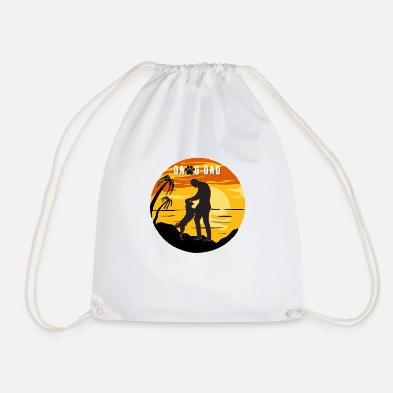Dawg Dad Sunset Design - Drawstring Bag - white