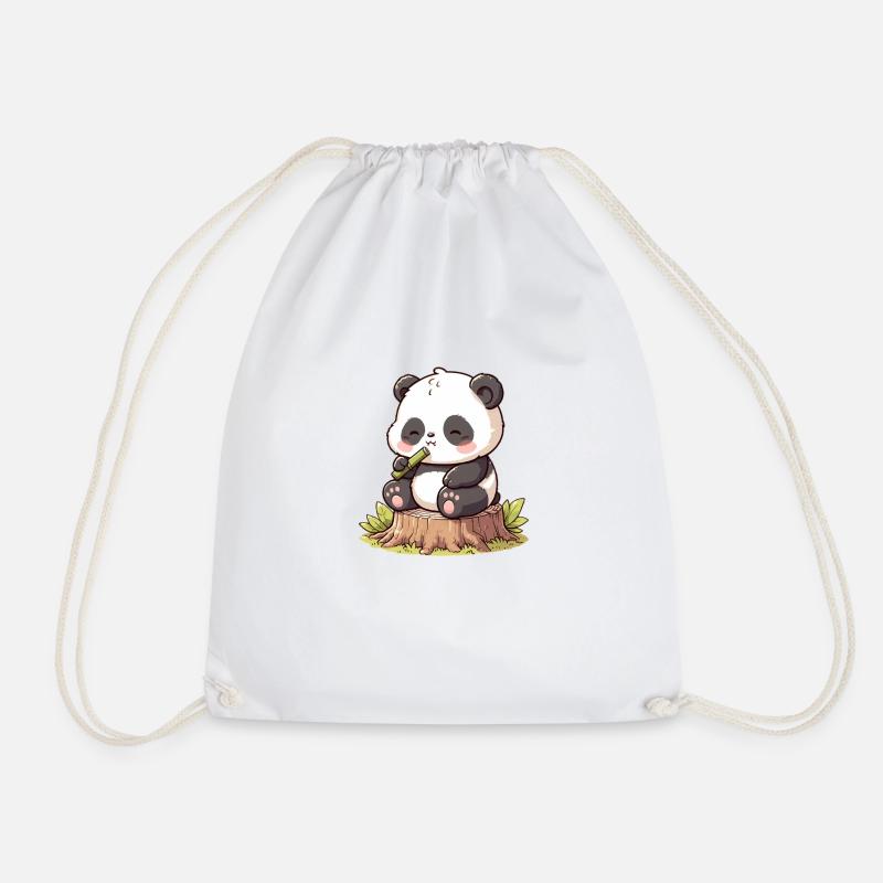 Panda mit Bambus - Turnbeutel - Weiß
