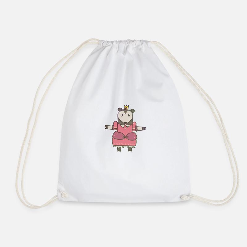 Opossum Princess - Drawstring Bag - white