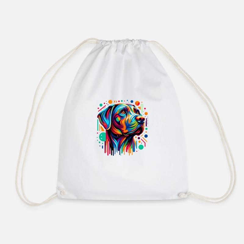 Painted Dog six - Drawstring Bag - white