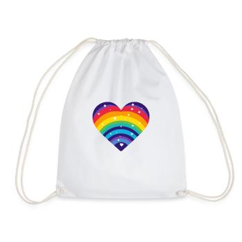 Coeur arc-en ciel etoilée - Sac de sport léger - blanc - Devant