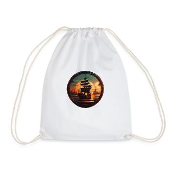Beautiful pirate ship in beautiful colors - Drawstring Bag - white - Front