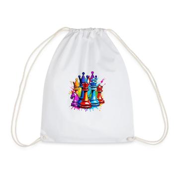 Chess / Pieces / Strategy / Brain Teaser / Nerd - Drawstring Bag - white - Front