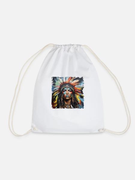 Indianerin Indianerkopf Indianer Häuptling Frau - Turnbeutel - Weiß