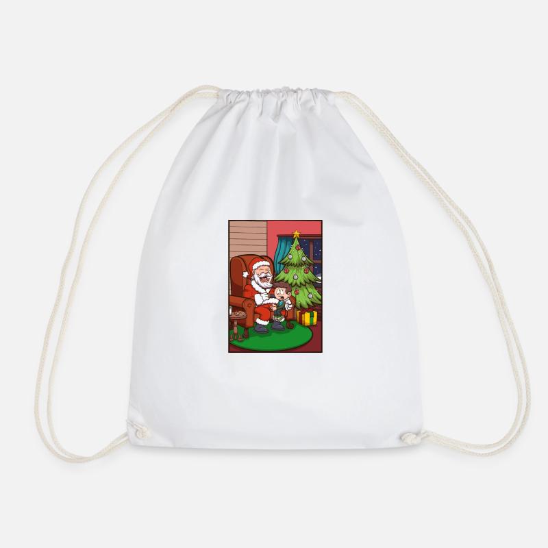 Weihnachtsmann mit Kind - Turnbeutel - Weiß