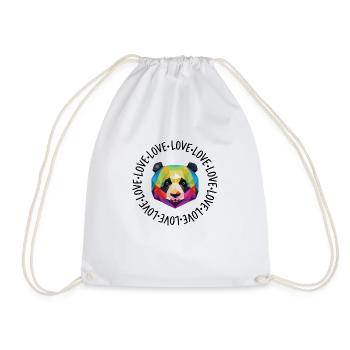 Amour - Love - Panda - Drawstring Bag - white - Front