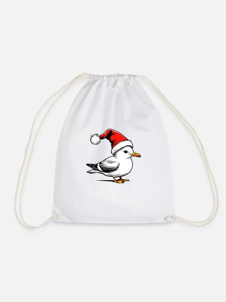 Weihnachts-Möwe mit Mütze - Turnbeutel - Weiß