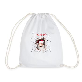 Santa Claus peeks through a hole in the wall - Drawstring Bag - white - Front