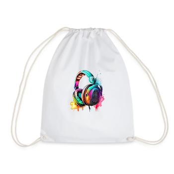 Headphones, Singer, Musician, Gamer, Music, Listening, Singing - Drawstring Bag - white - Front