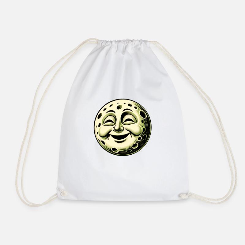 Moon laughs - Drawstring Bag - white