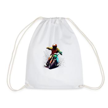 Motorcycle Motorcross Motorbike Fan Motorcyclist - Drawstring Bag - white - Front