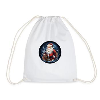 Weihnachtsmann an Weihnachten mit Geschenken - Turnbeutel - Weiß - Vorne