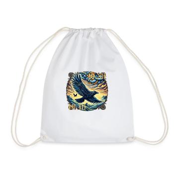 Hugin & Munin - Corbeau d’Odin avec écriture runique - Sac de sport léger - blanc - Devant