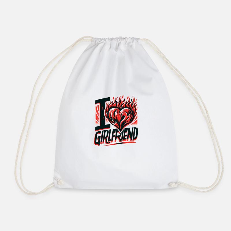 Fiery Heart Affection - Drawstring Bag - white