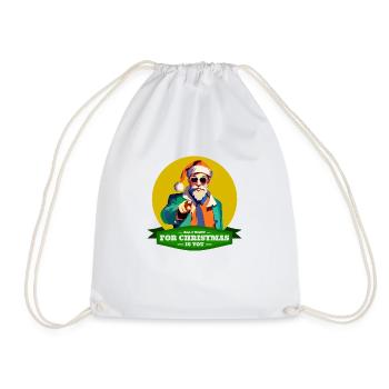 Tout ce que je veux pour Noël, c’est toi – Père Noël hipster - Sac de sport léger - blanc - Devant