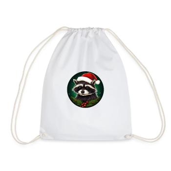 Mignon raton laveur père noël souhaite joyeux Noël - Sac de sport léger - blanc - Devant