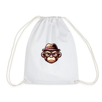 Playful monkey with glasses - Drawstring Bag - white - Front