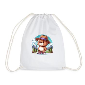 Cute bear with hat - Drawstring Bag - white - Front
