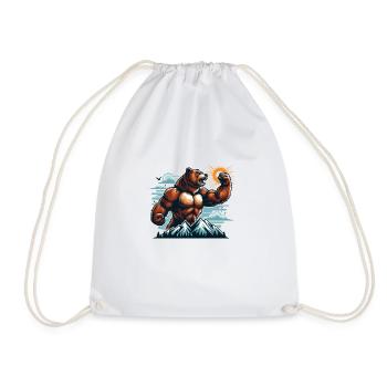 Ours musclé - Sac de sport léger - blanc - Devant