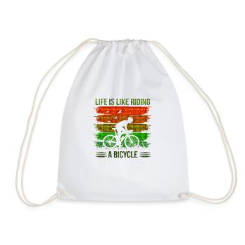 bike bicycle cycle lifestyle healthy transport - Drawstring Bag - white - Front