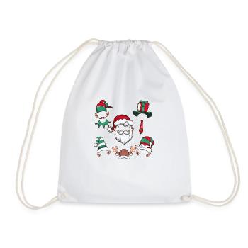 Weihnachtsmützen - Turnbeutel - Weiß - Vorne