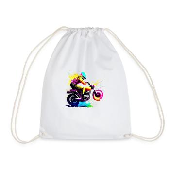 Motorcycle Motorcross Motorbike Fan Motorcyclist - Drawstring Bag - white - Front
