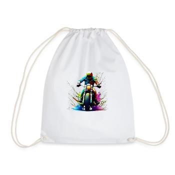 Motorcycle Motorcross Motorcyclist Motorbike Fan - Drawstring Bag - white - Front