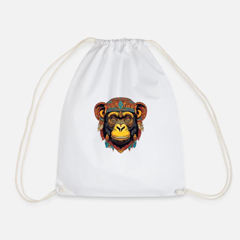 Chimpanzee - Drawstring Bag - white