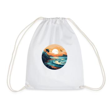 Sunset ocean - Drawstring Bag - white - Front