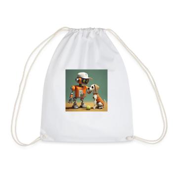 mignon petit robot vintage futuriste orange - Sac de sport léger - blanc - Devant