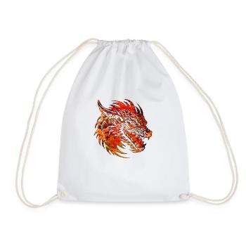 Fantasy Drache Anime Drachenkopf Mythisches Reptil - Turnbeutel - Weiß - Vorne