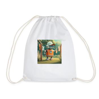 mignon petit robot vintage futuriste orange - Sac de sport léger - blanc - Devant