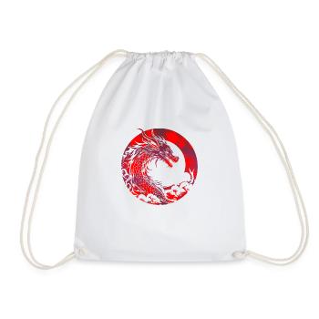 Fantasy Drache Anime Drachenkopf Mythisches Reptil - Turnbeutel - Weiß - Vorne