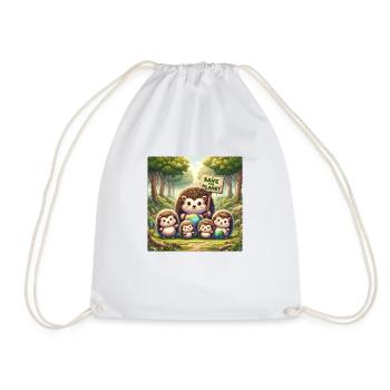 Hedgehog Family - Drawstring Bag - white - Front