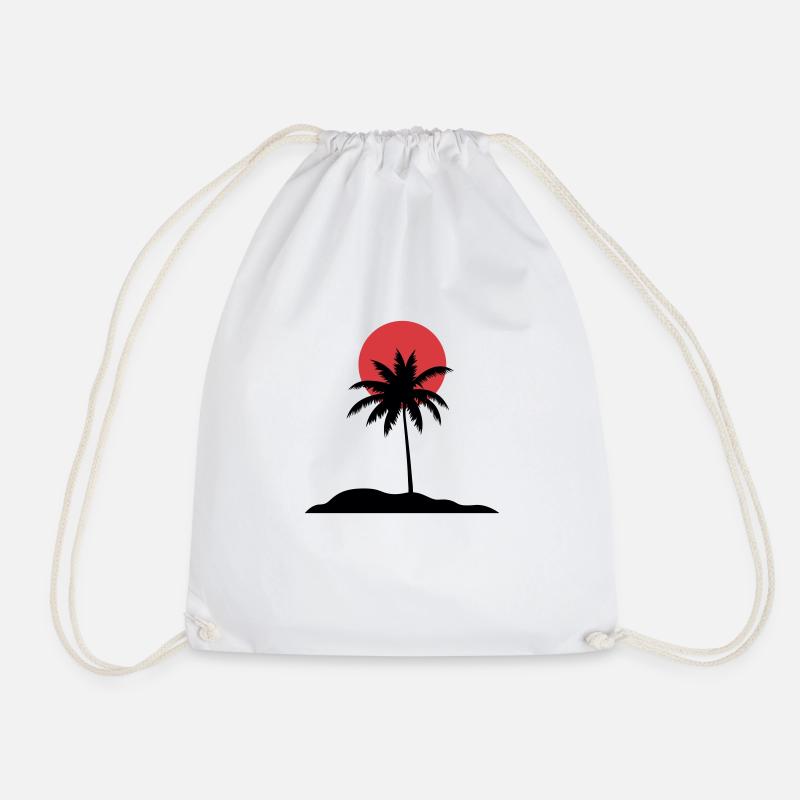 Sunset Palm Tree - Drawstring Bag - white