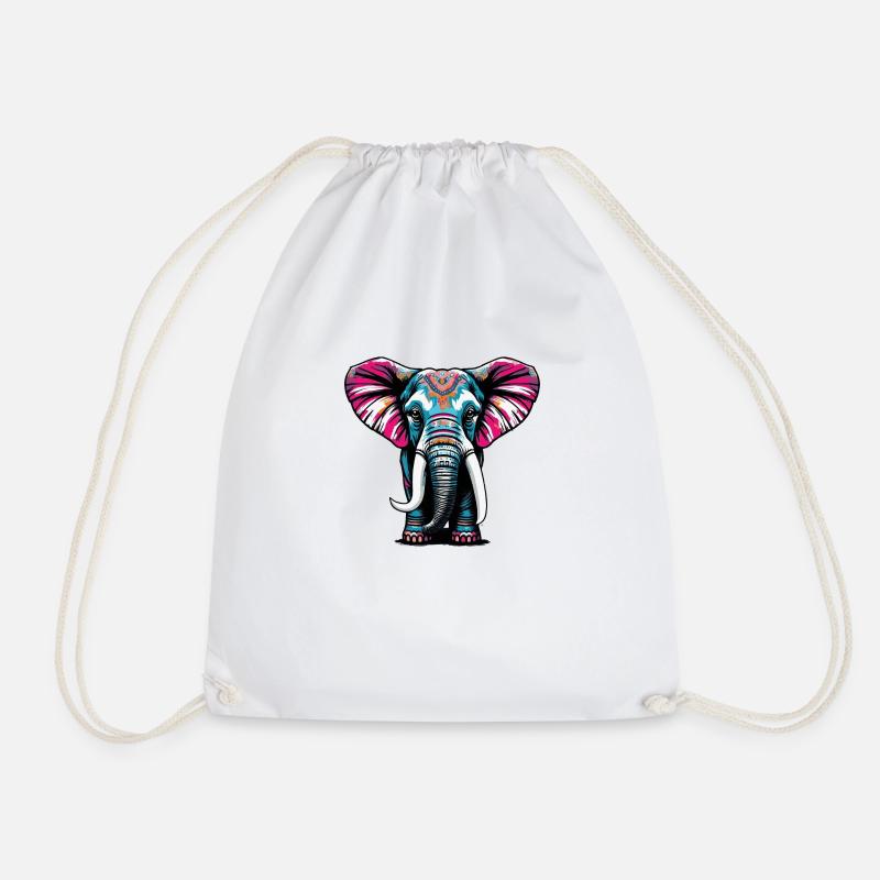 Farbenfroher Elefant - Turnbeutel - Weiß