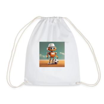 cute little orange futuristic vintage robot – play - Drawstring Bag - white - Front