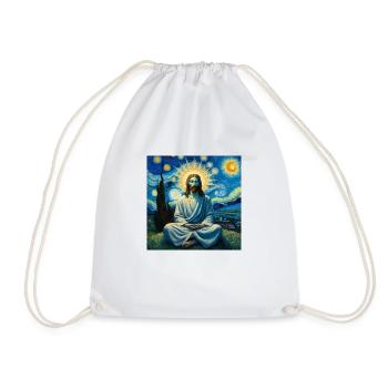 Van Gogh style Jesus Meditating - Drawstring Bag - white - Front