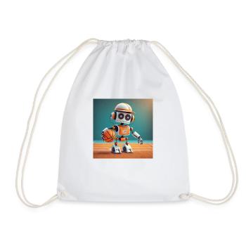 cute little orange futuristic vintage robot – play - Drawstring Bag - white - Front