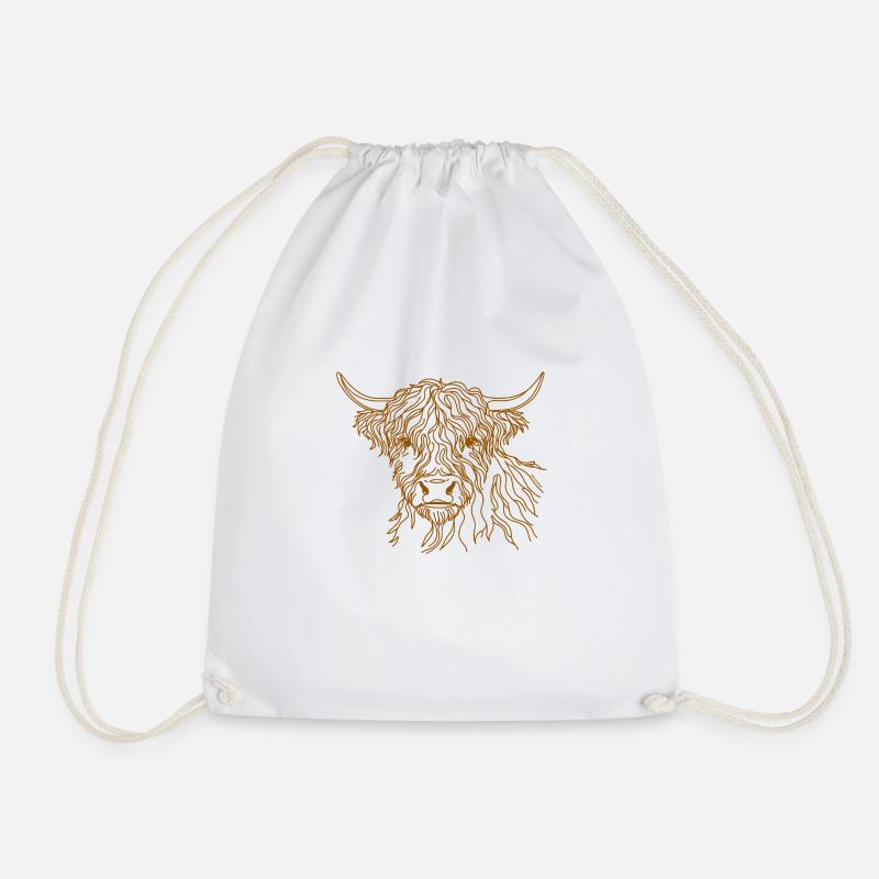 Hairy Cow Doodle - Drawstring Bag - white
