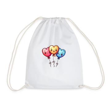 Ballon Herzen auch für Kinder und Geburtstage - Turnbeutel - Weiß - Vorne