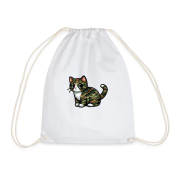 Camouflaged Cat - Drawstring Bag - white - Front