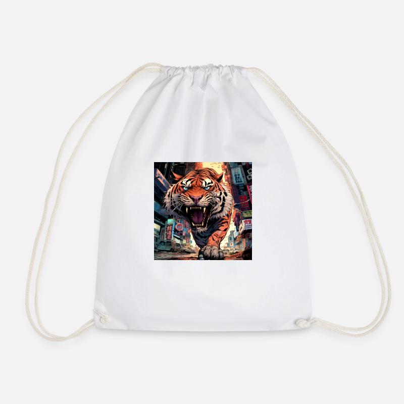 Prowling Tiger - Drawstring Bag - white
