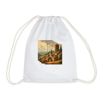 Green Energy - Italian village with wind power - Drawstring Bag - white - Front