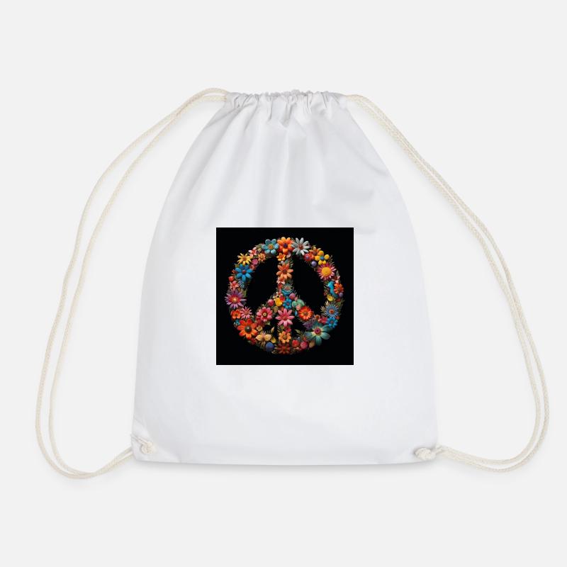 Peace - Drawstring Bag - white