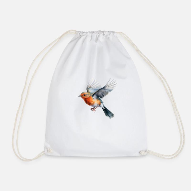 Robin Flight - Drawstring Bag - white