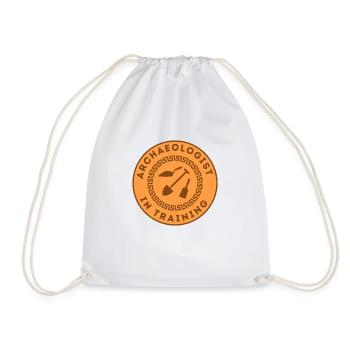 Archaeologist in Training - Orange Coin-esque - Drawstring Bag - white - Front