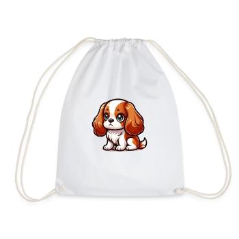 Chibi cavalier king charles - Drawstring Bag - white - Front
