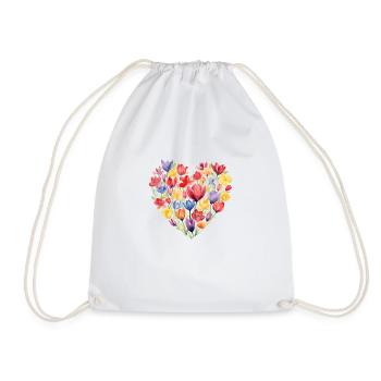 Tulip Heart - Drawstring Bag - white - Front
