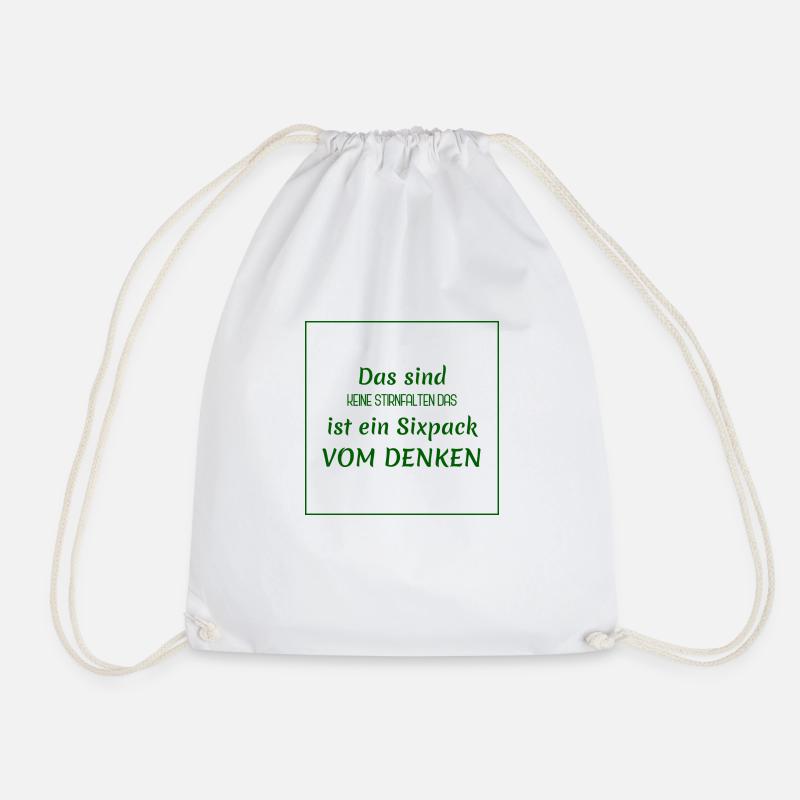 Funny Sayings - Thinking vs. Six-Pack - Drawstring Bag - white